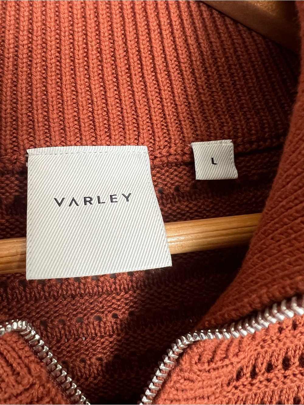Varley Women's Morwenna 1/2 Zip Knit Sweater Womens Large Rust Cotton - Picture 11 of 15